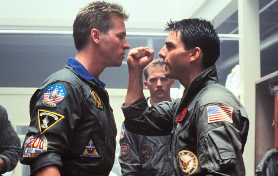 Val Kilmer et Tom Cruise dans Top Gun de Tony Scott