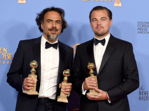 Alejandro Gonzales Inarritu et Leonardo DiCaprio pour The Revenant - Golden Globes 2016 / Photo Getty Images